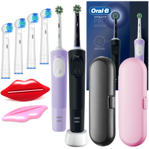 Szczoteczka Elektryczna Oral-B Vitality Pro D103 Duo Czarna i Fioletowa Zestaw
