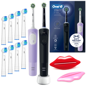 Szczoteczka Elektryczna Oral-B Vitality Pro D103 Duo Czarna Fioletowa Zestaw