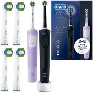 Szczoteczka Elektryczna Oral-B Vitality Pro D103 Duo Czerń i Fiolet Zestaw