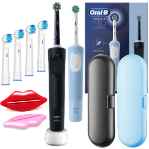 Szczoteczka Elektryczna Oral-B Vitality Pro D103 Duo Czarna Niebieska Zestaw