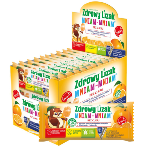 Zdrowy Lizak dla Dzieci Mniam-Mniam Bez Cukru Pomarańcza - 40 Sztuk
