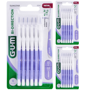 Szczoteczki Międzyzębowe GUM BI-DIRECTION 0,6 mm Wrzosowe (3x6szt.)