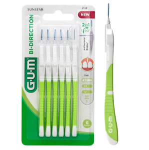 Szczoteczki Międzyzębowe GUM BI-DIRECTION 0,7mm Zielone 6szt.