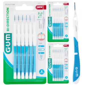 Szczoteczki Międzyzębowe GUM BI-DIRECTION 0,9mm Niebieskie (3x6szt.)