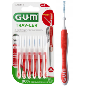 Szczoteczki Międzyzębowe GUM TRAV-LER 0,8 mm Czerwone 6szt.