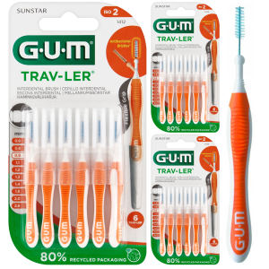 Szczoteczki Międzyzębowe GUM TRAV-LER 0,9 mm Pomarańczowe (3x6szt.)