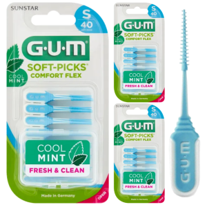 Szczoteczki Międzyzębowe GUM SOFT PICKS COMFORT FLEX Miętowe Małe 3x40szt.