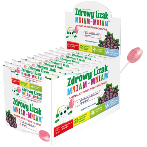 Zdrowy Lizak dla Dzieci Mniam-Mniam Porzeczkowy Bez Cukru (40szt.)