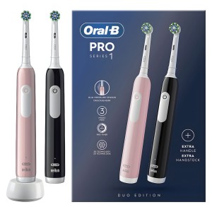 Szczoteczka Elektryczna do Zębów Oral-B Pro Series 1 Dwupak Czarna Różowa