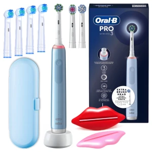 Oral-B PRO 3 3770 Szczoteczka Elektryczna Niebieska 3 Końcówki Timer Etui