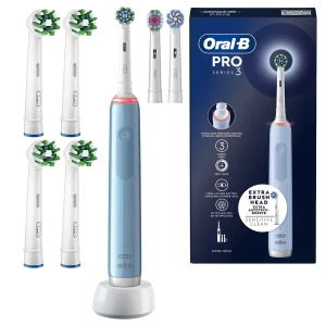 Oral-B PRO 3 3770 Szczoteczka Elektryczna Niebieska 7 Końcówek Timer
