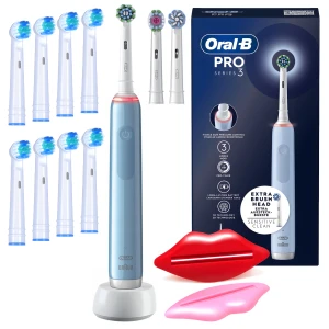 Zestaw Oral-B PRO 3 3770 Szczoteczka Elektryczna Niebieska 3 Końcówki Timer