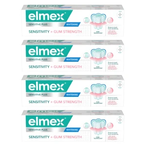 4x Pasta elmex Sensitive Plus 75 ml Nadwrażliwość Dziąsła Wybielanie 2w1