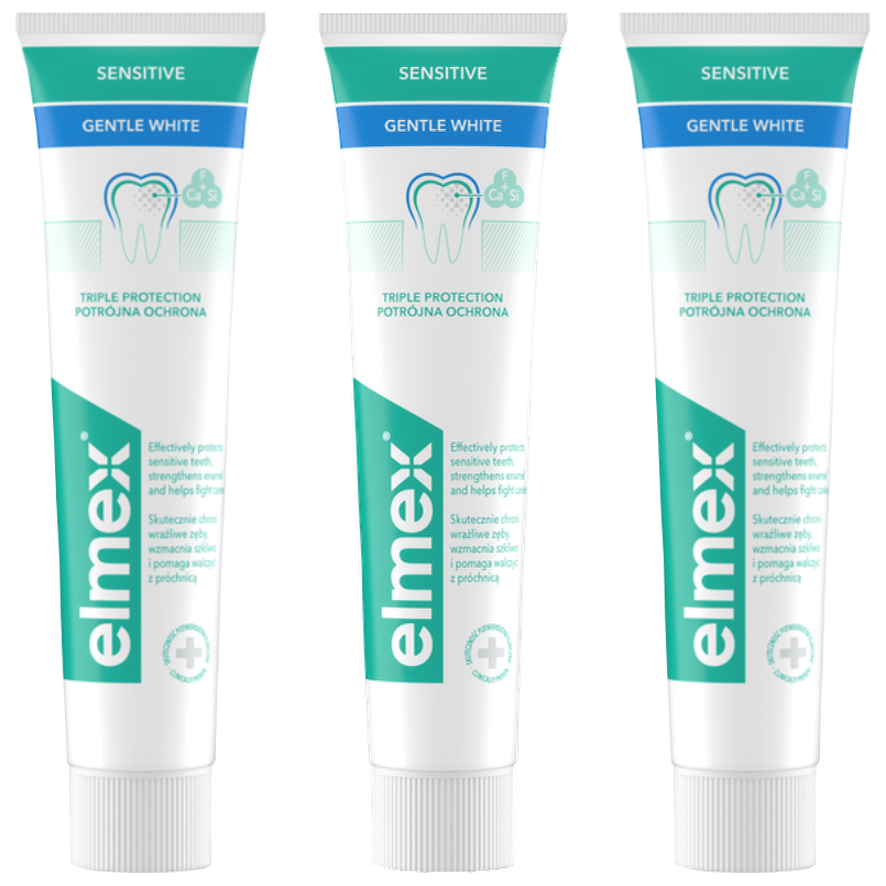 Zestaw 3X Elmex Sensitive Gentle White pasta wybielająca