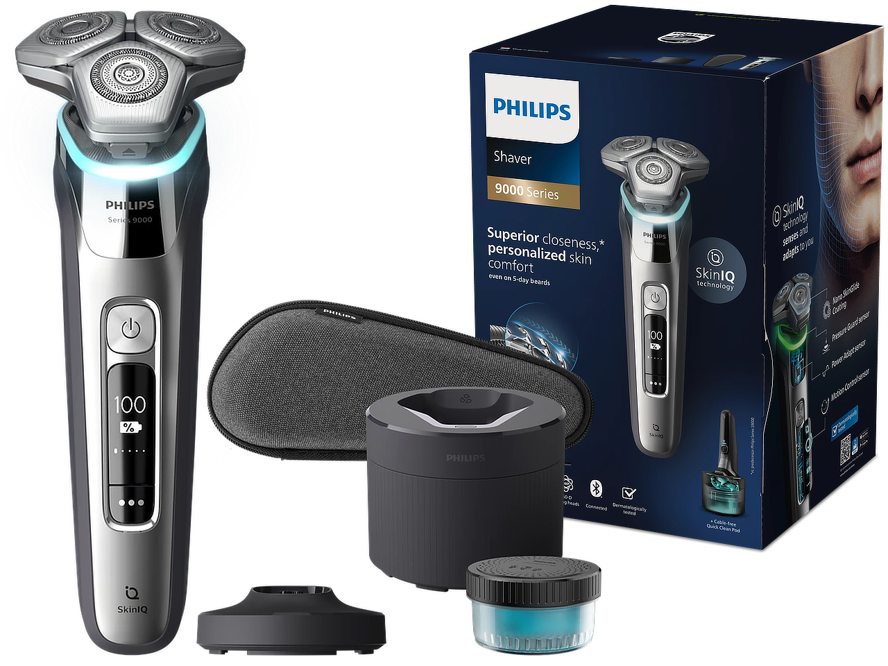 Golarka Philips Seria 9000 S9976/55 Precyzyjne golenie Technologia SkinIQ Zawiera baterie tak