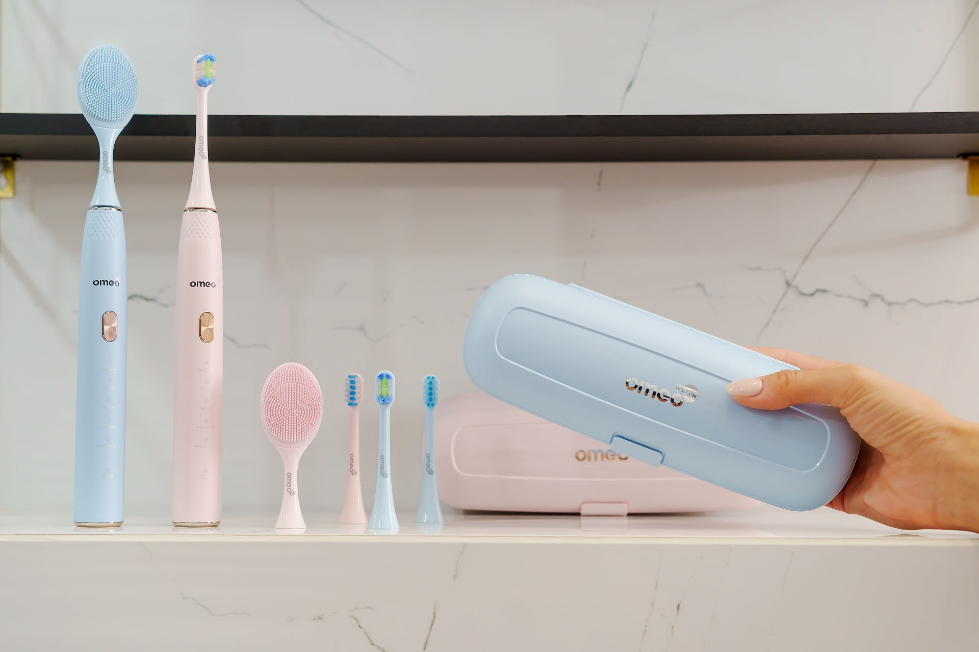 2x Szczoteczka Soniczna do Zębów OMEO +365 Dwupak Niebieska + Biała Kod producenta T20-B + OV-1W