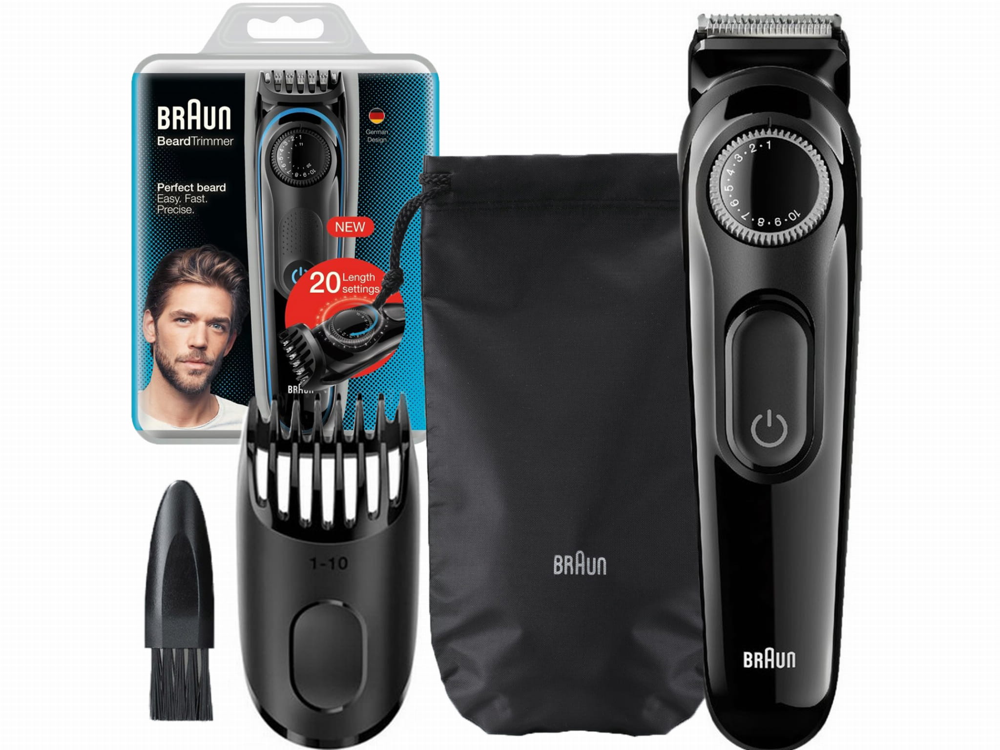 Trymer Braun BT3000 do brody i włosów – precyzyjne cięcie, czarny Stan opakowania oryginalne