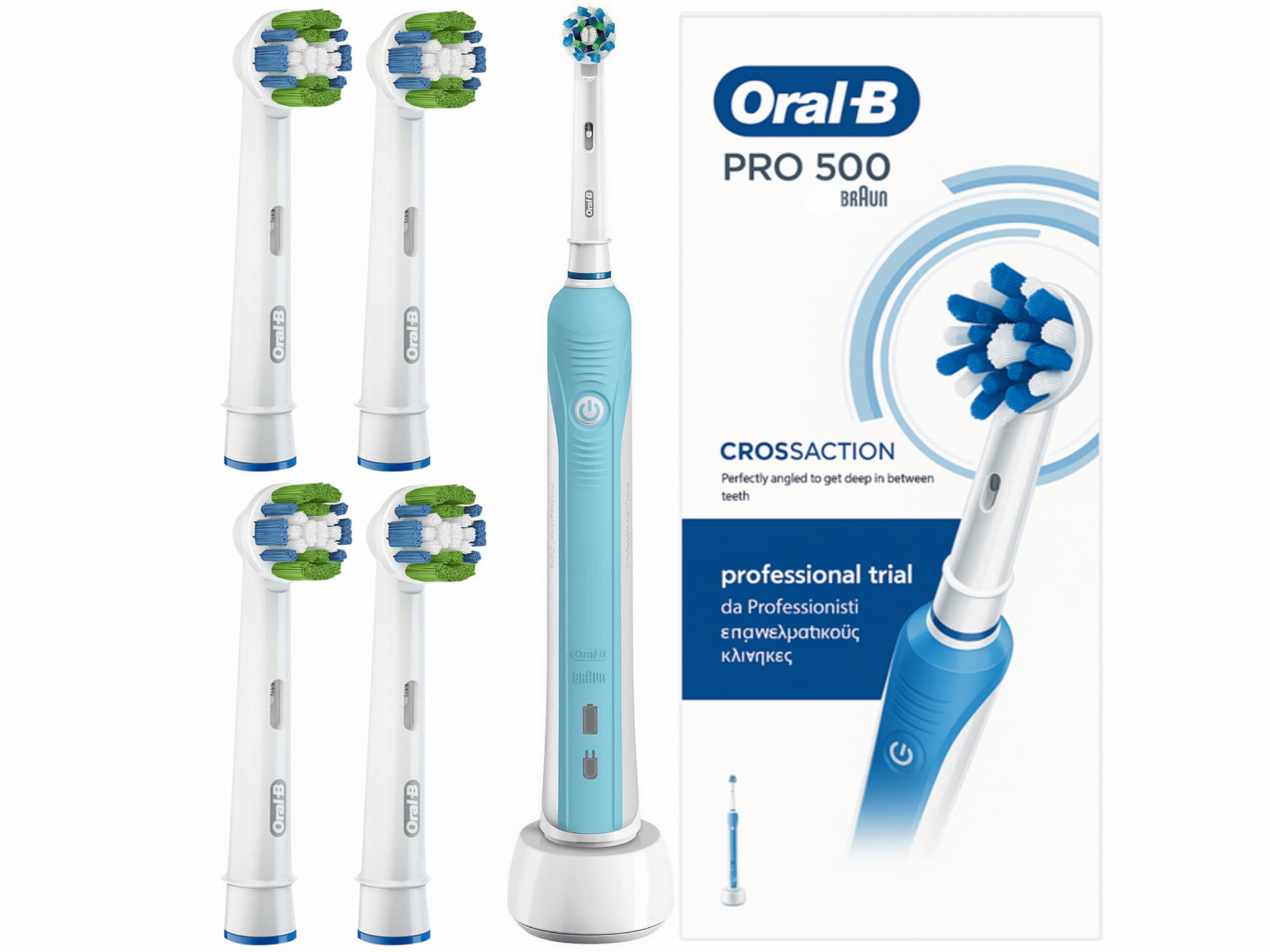 Szczoteczka Elektryczna dla Dorosłych Oral-B Pro 500 Cross Blue + Końcówki Model Braun Oral-B Pro 500