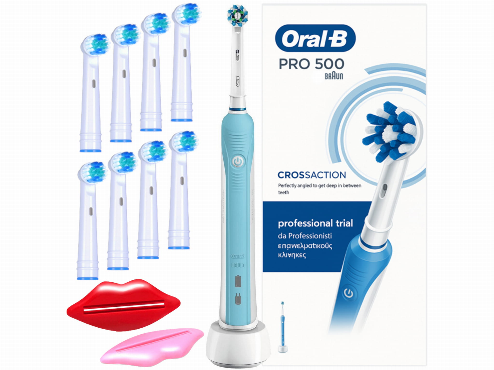 Szczoteczka Elektryczna do Zębów Oral-B Pro 500 CrosAction Blue Duży Zestaw Zasilanie akumulatorowe