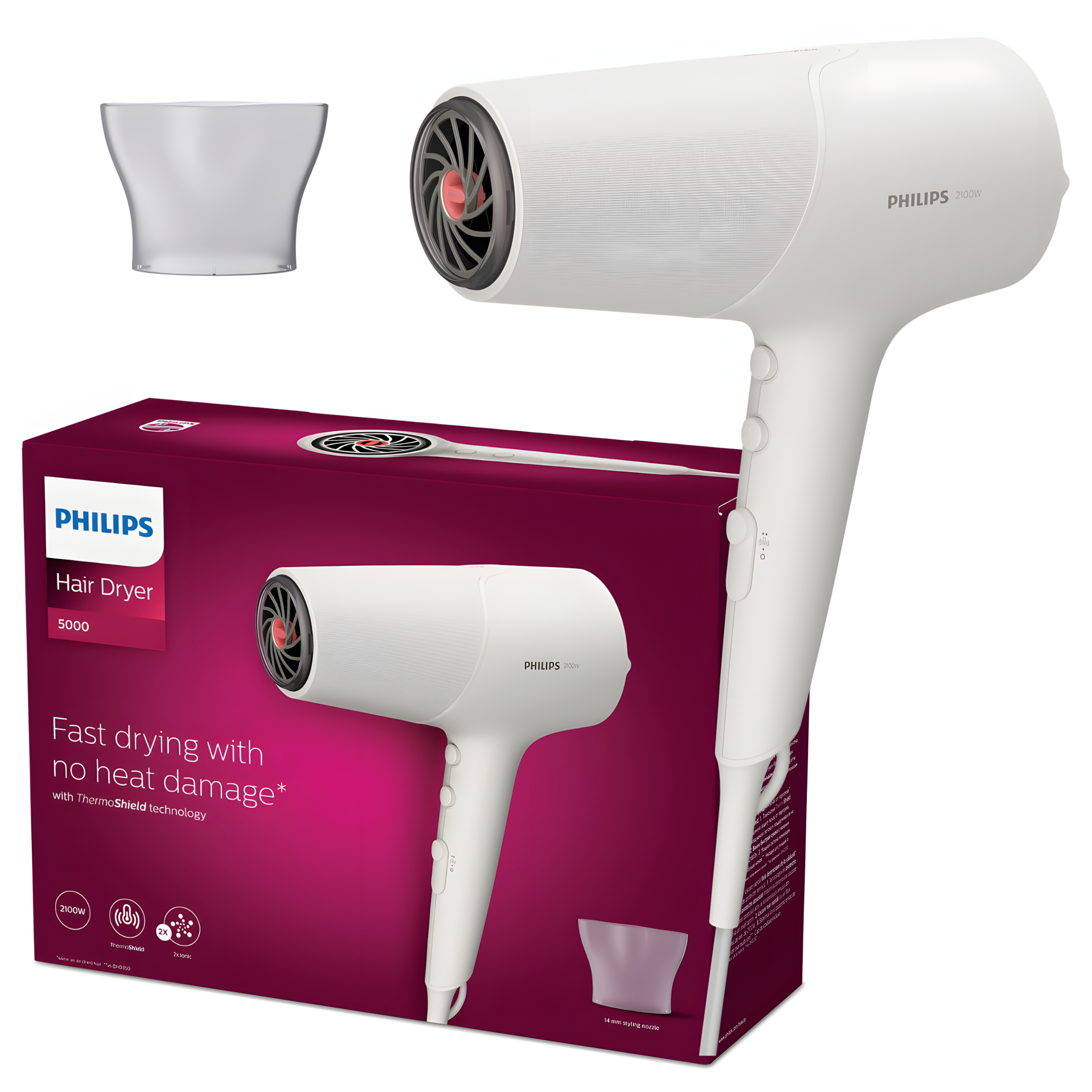 Suszarka do Włosów PhilipBHD501/00, Szybkie suszenie ThermoProtect