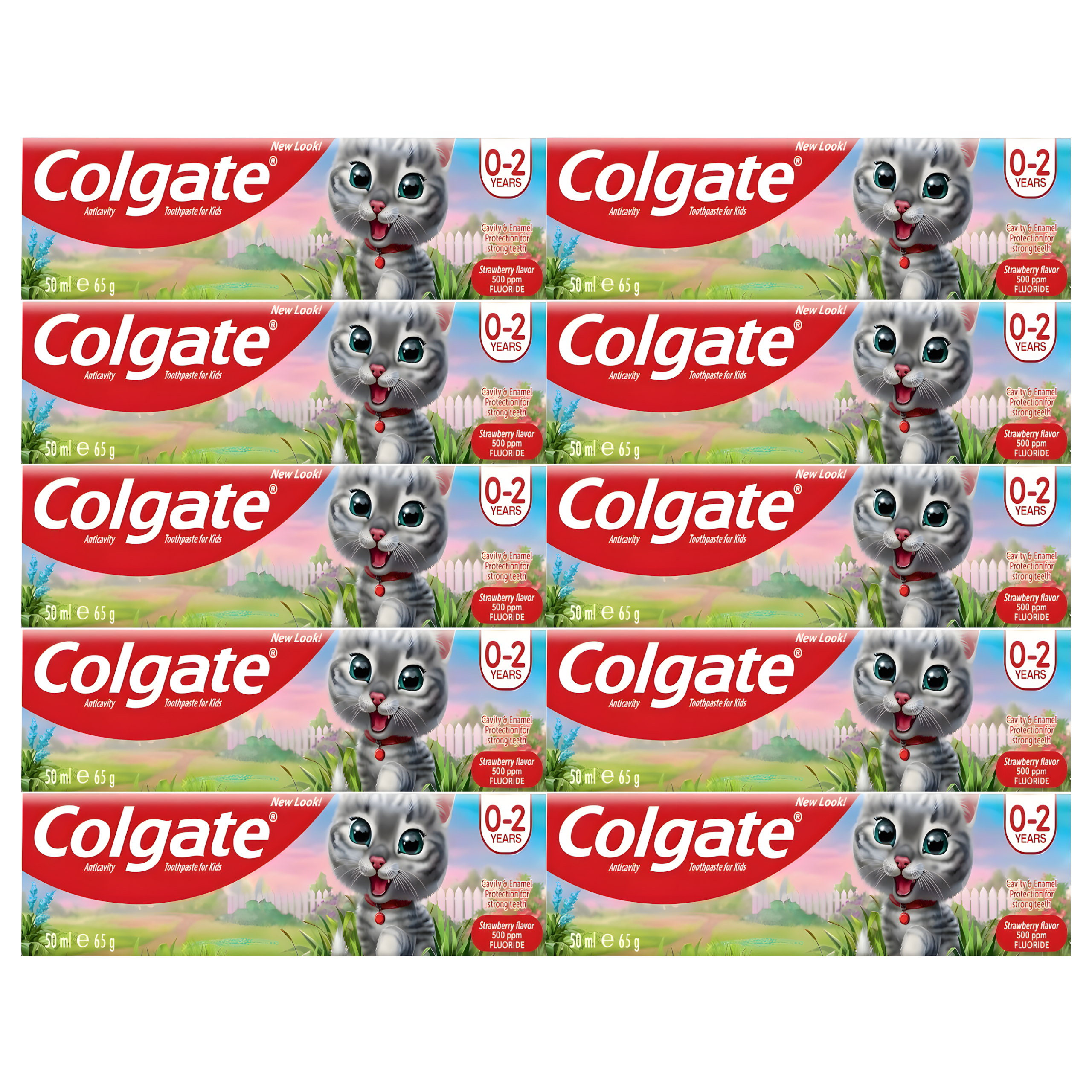 10x Pasta do mycia zębów dla dzieci Colgate Strawberry Kids 0–2 lata 50 ml