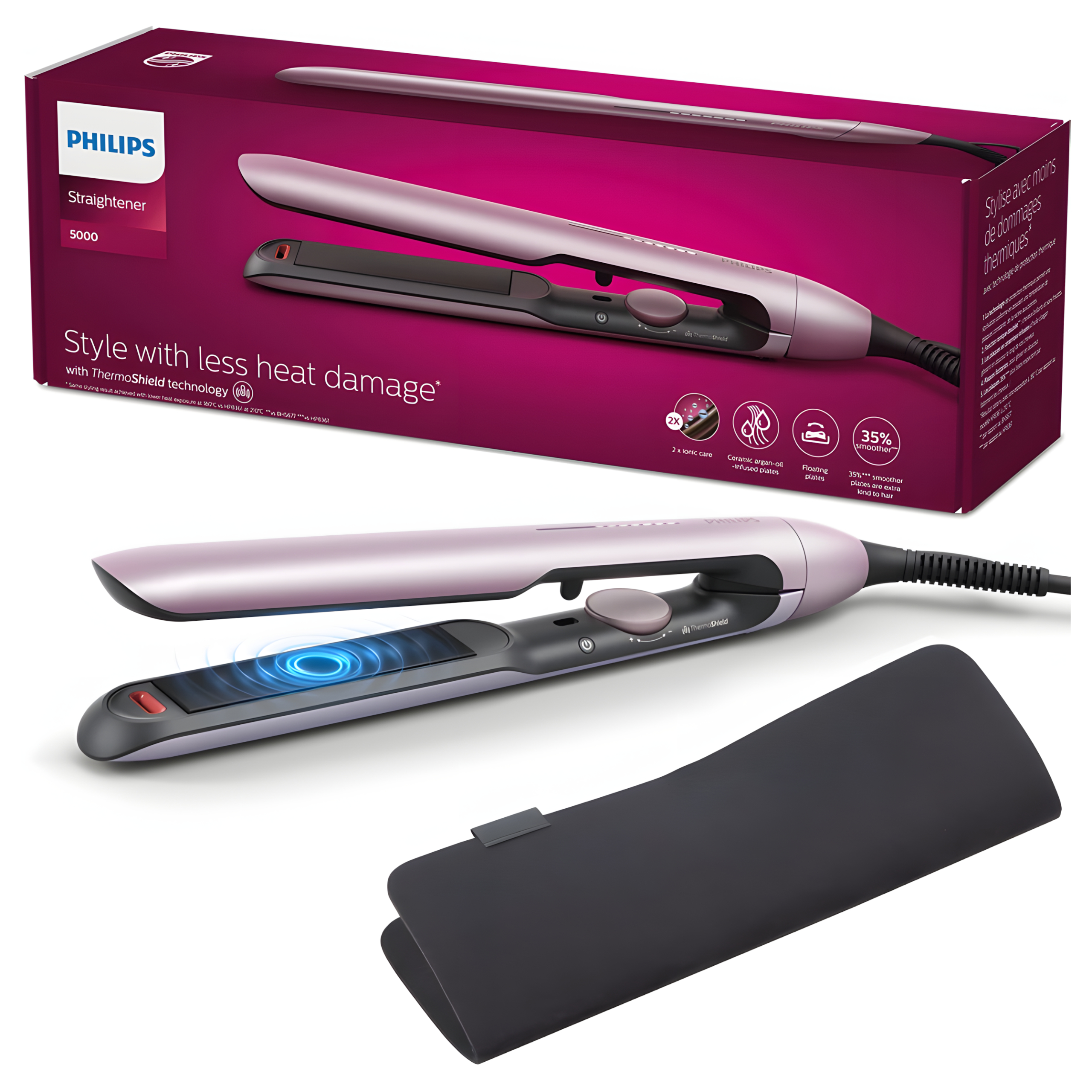 Prostownica ThermoShield Philips Series 5000 BHS530/00 - Jonizacja, Etui