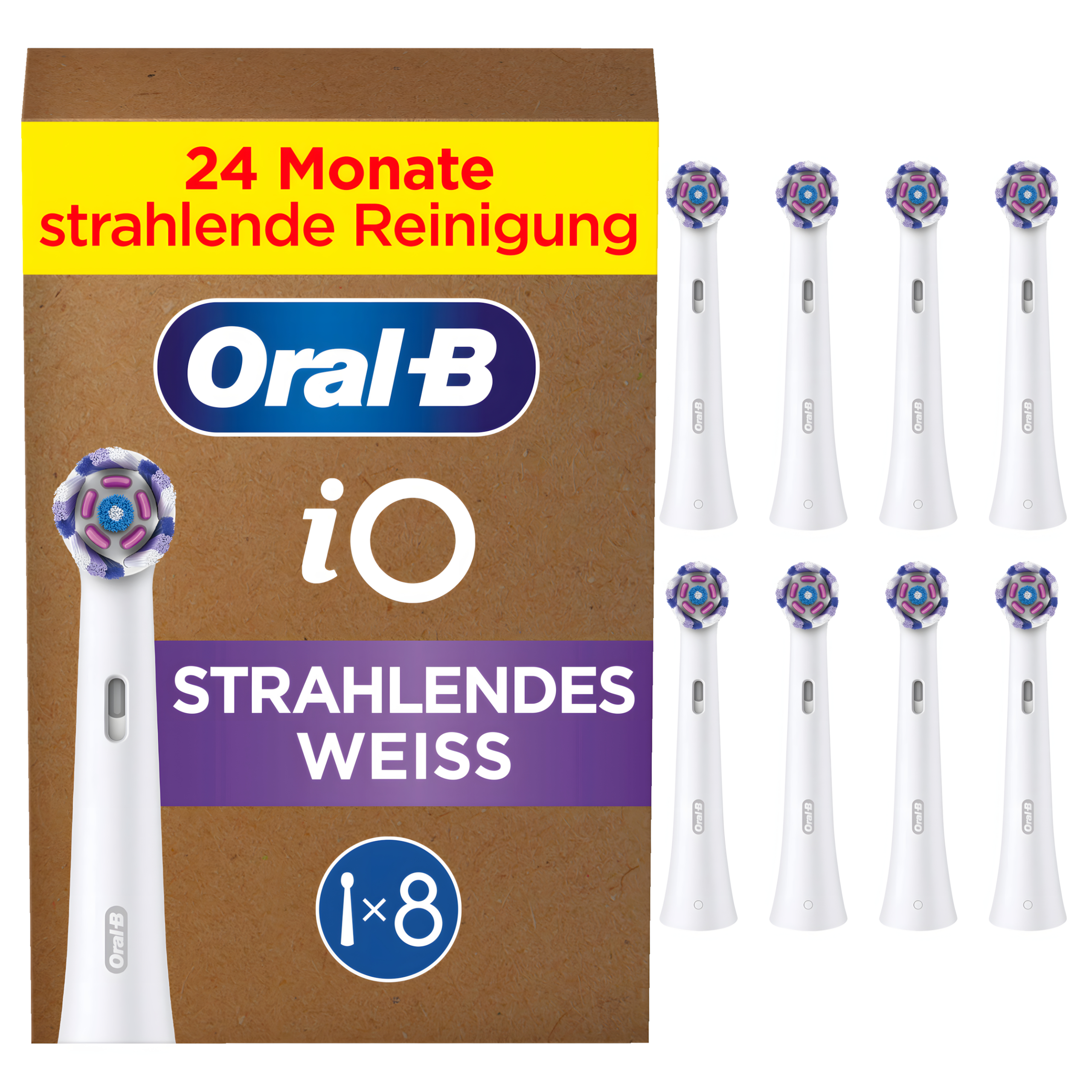 Oryginalna Końcówka do Szczoteczki Oral-B iO Radiant White WW-8 Biała 8-pak