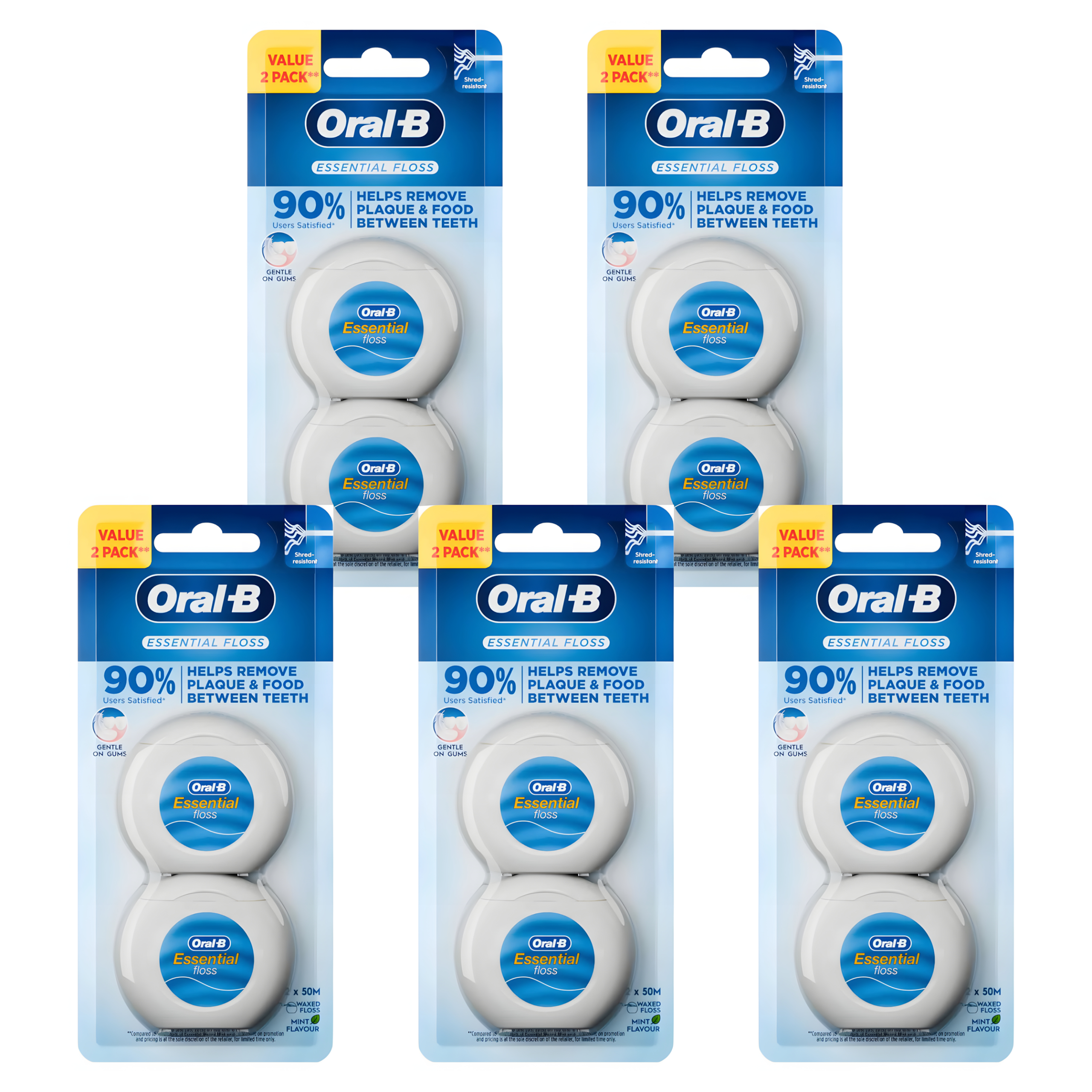 5x Oral-B Essential Floss Mint Waxed Nić Dentystyczna 100m Duo