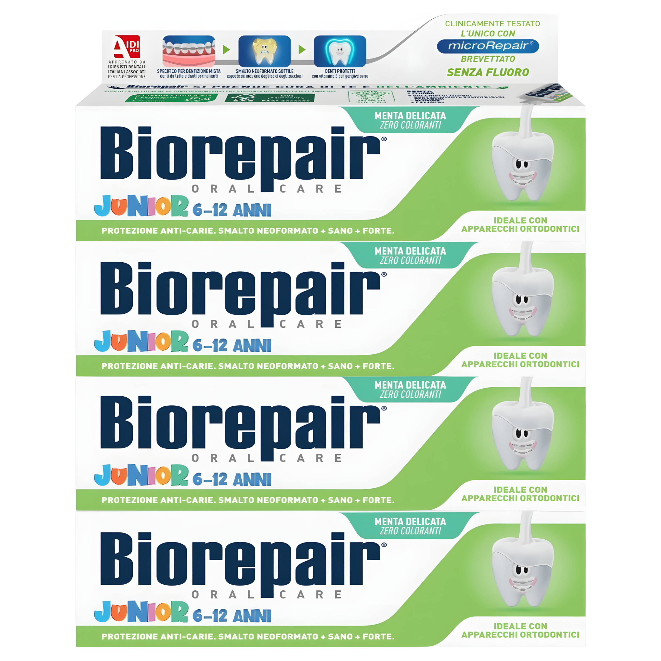 4x Pasta do Zębów Dla Dzieci Biorepair Junior 6-12 Lat 75ml