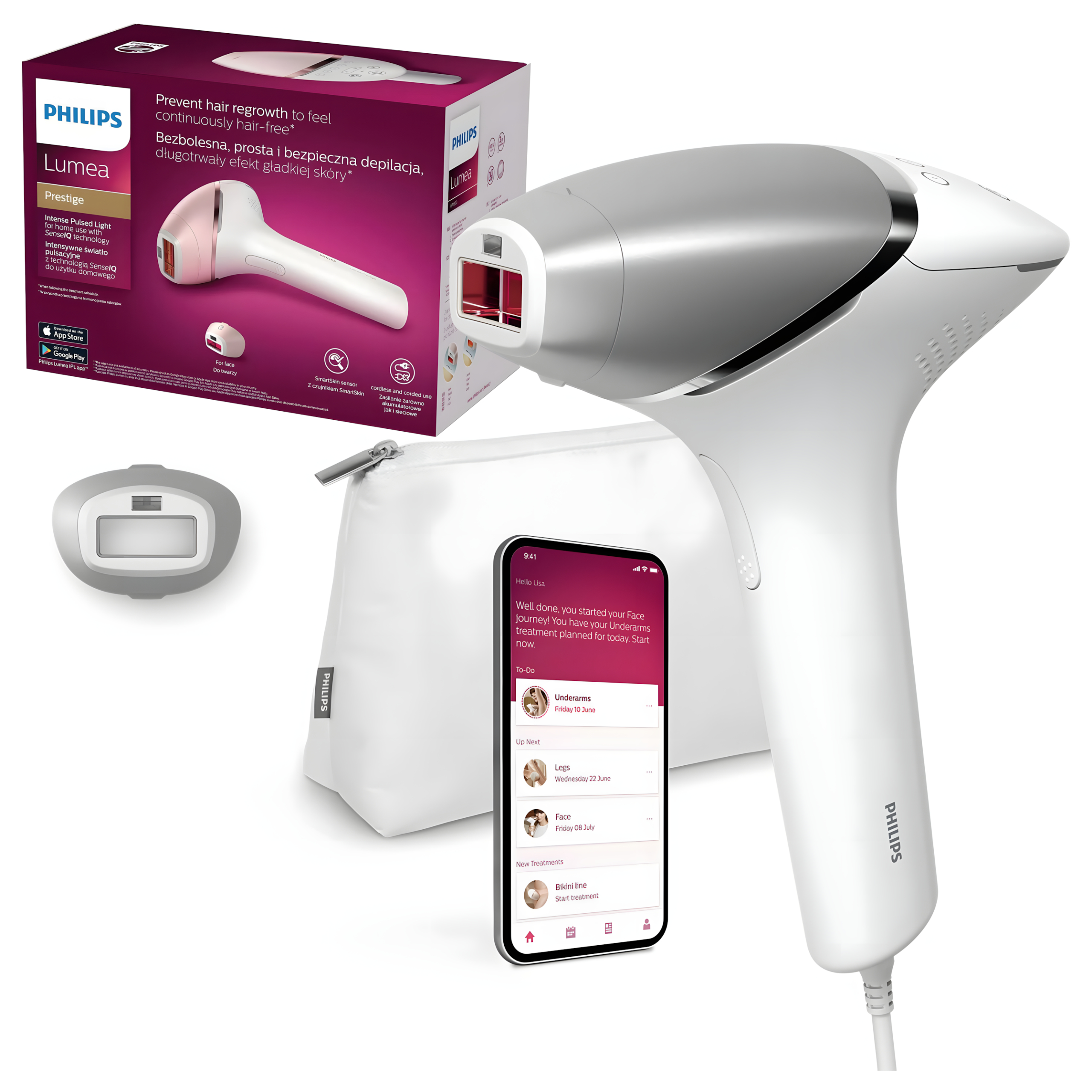 Philips Lumea IPL 8000 BRI940/00 SenseIQ Depilator Do Ciała 450000 Błysków