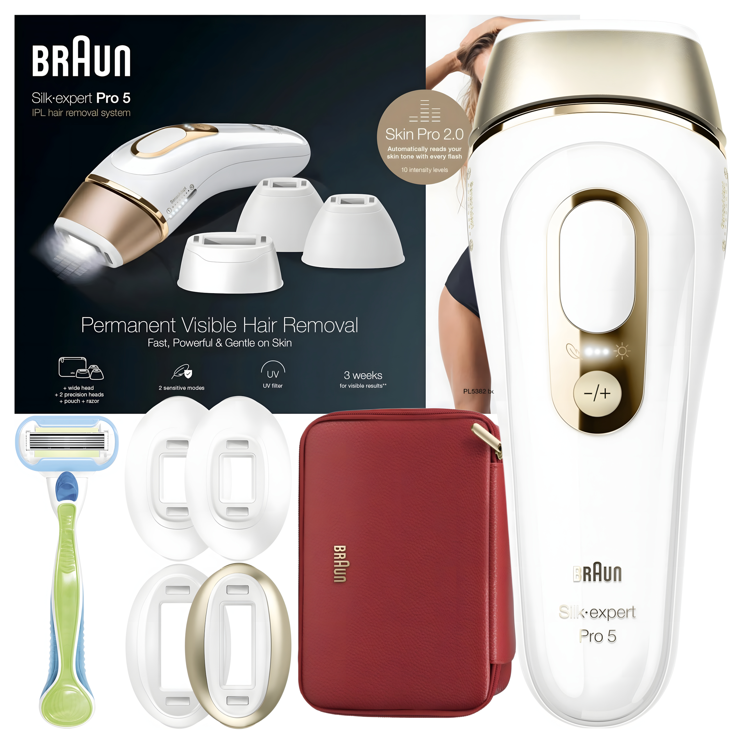 Depilator IPL Braun Silk-expert Pro 5 PL5382 4 głowice maszynka Venus