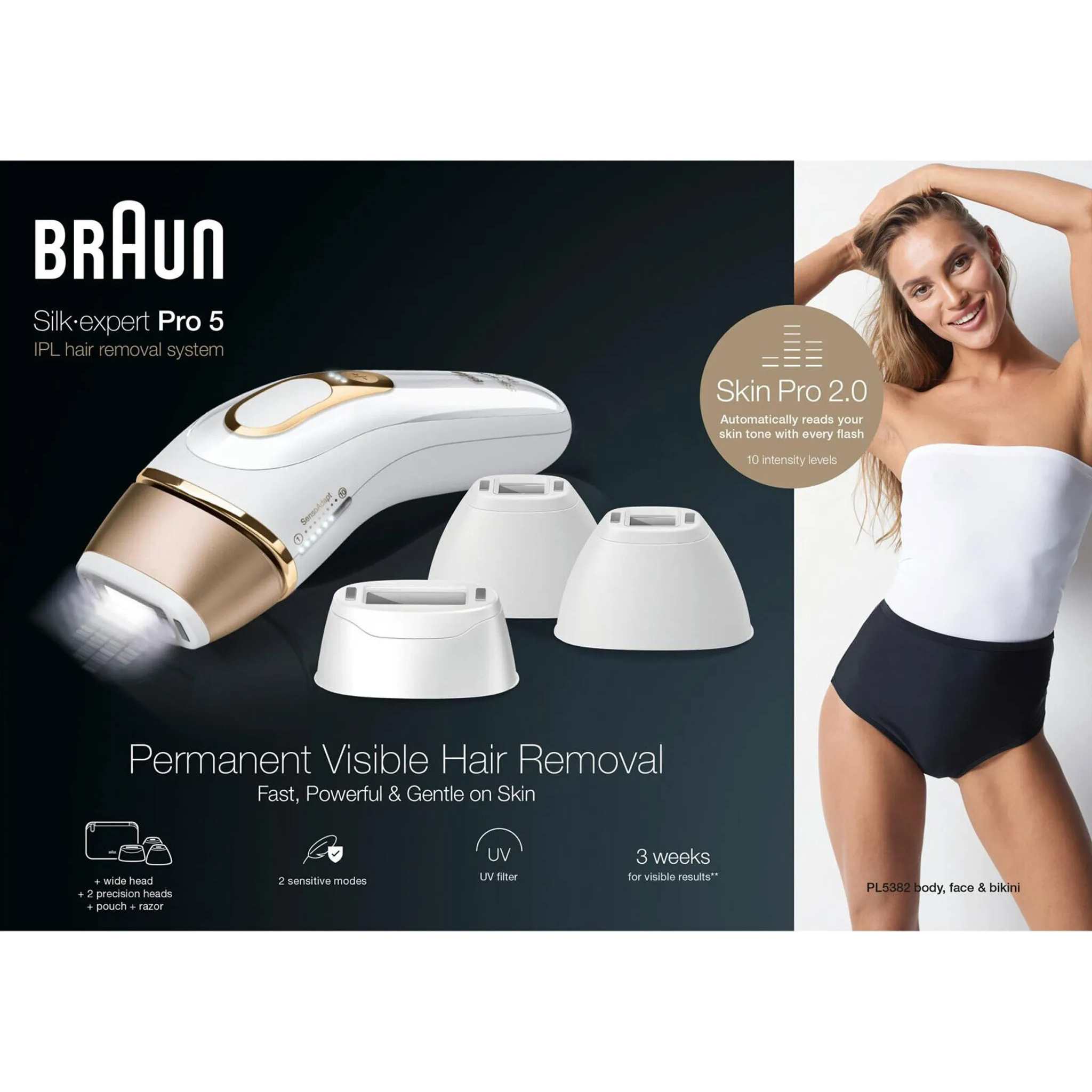 Depilator IPL Braun Silk-expert Pro 5 PL5382 4 głowice maszynka Venus Model PL5382
