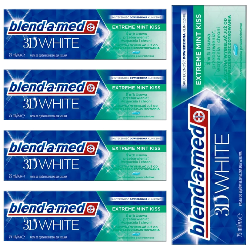 Blend-A-Med 3D White Extreme Mint Kiss Pasta Do Zębów 75ML Wybielająca 5szt Smak Miętowy